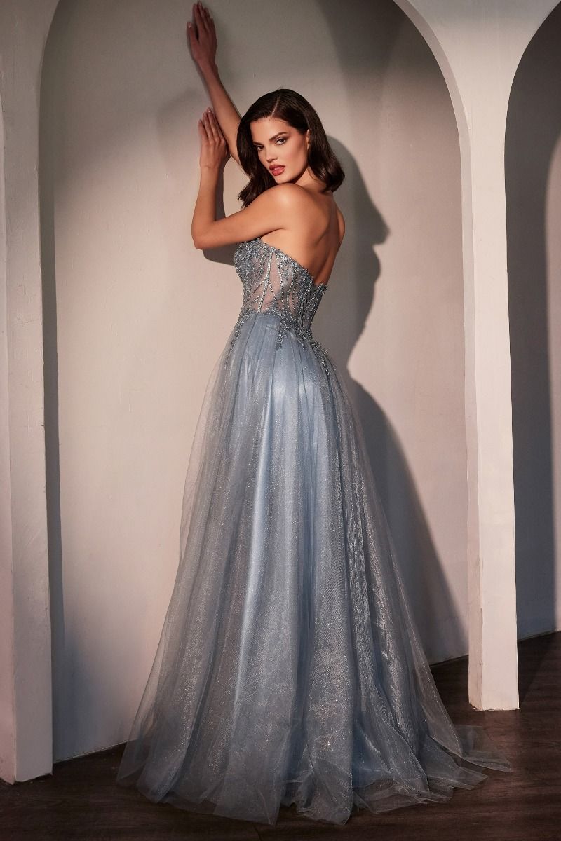 Ladivine CC487 - Strapless A-Line Tulle Gown