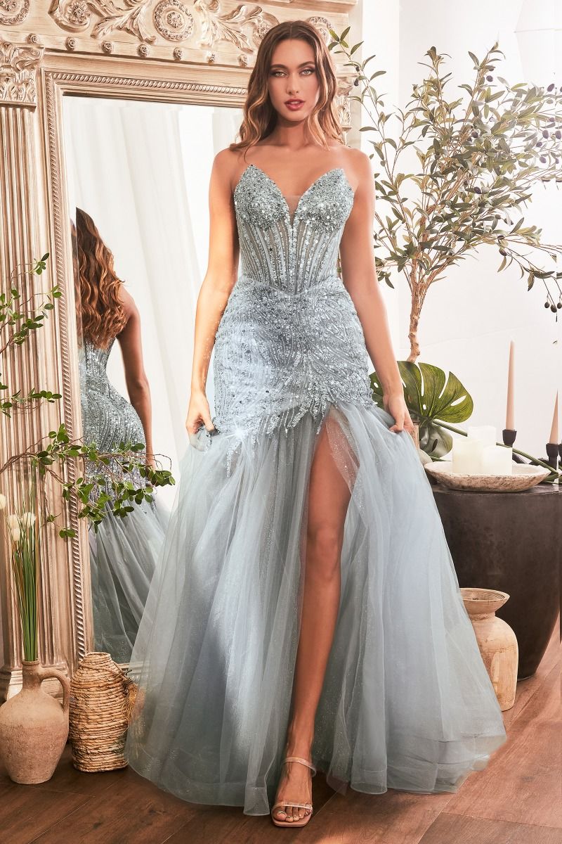 Ladivine CD0214 - Strapless Beaded Mermaid Gown