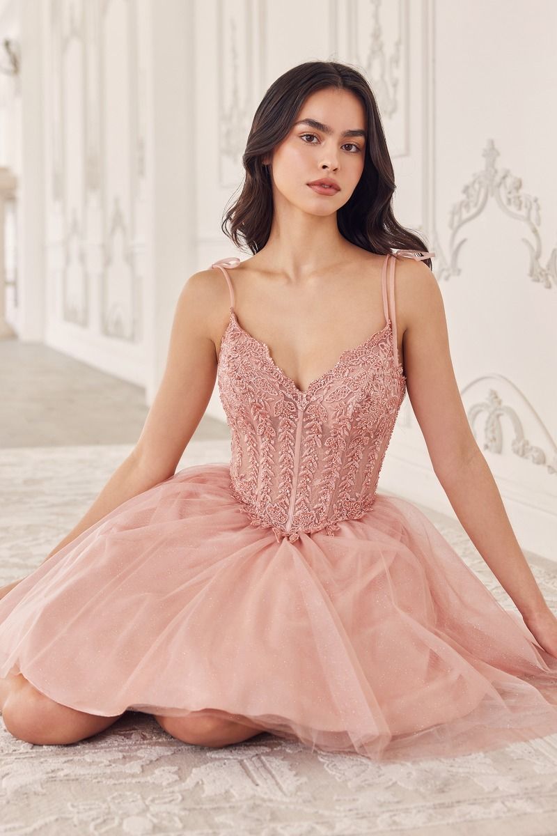 SHORT A-LINE TULLE DRESS BY LADIVINE CD0236 Bridal Hive SHORT A-LINE TULLE DRESS BY LADIVINE CD0236 Bridal Hive