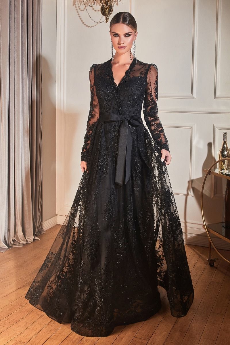 Long sleeve sale embellished gown