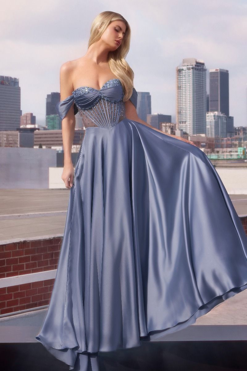 Ladivine CD297 - Removable Off The Shoulder Straps A-Line Dress