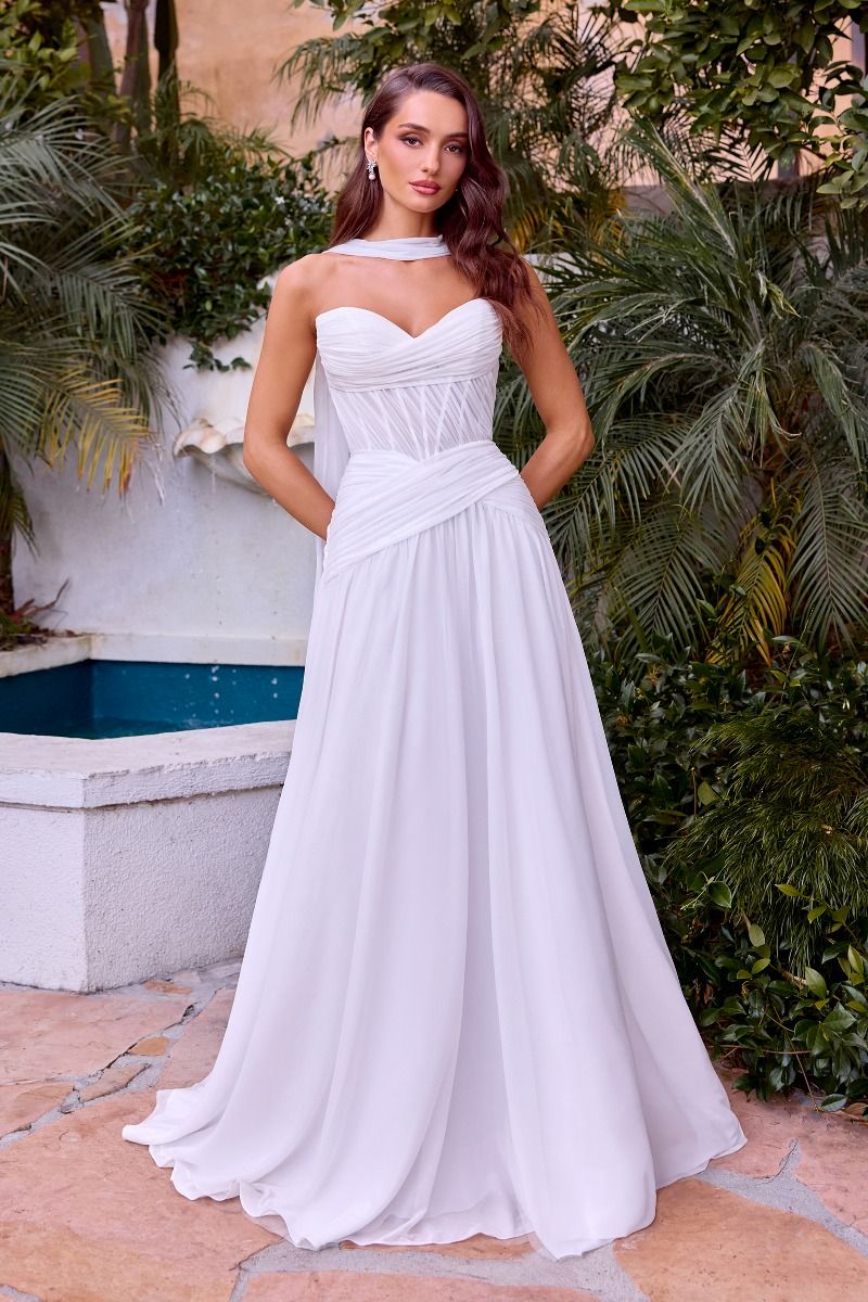 STRAPLESS A-LINE CHIFFON BRIDAL DRESS BY LADIVINE CD395 Bridal Hive STRAPLESS A-LINE CHIFFON BRIDAL DRESS BY LADIVINE CD395 Bridal Hive