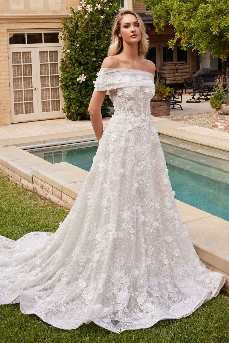 Ladivine CD860W Lace Wedding Dress - PromGirl Off White / 8 Ladivine CD860W Lace Wedding Dress - PromGirl Off White / 8