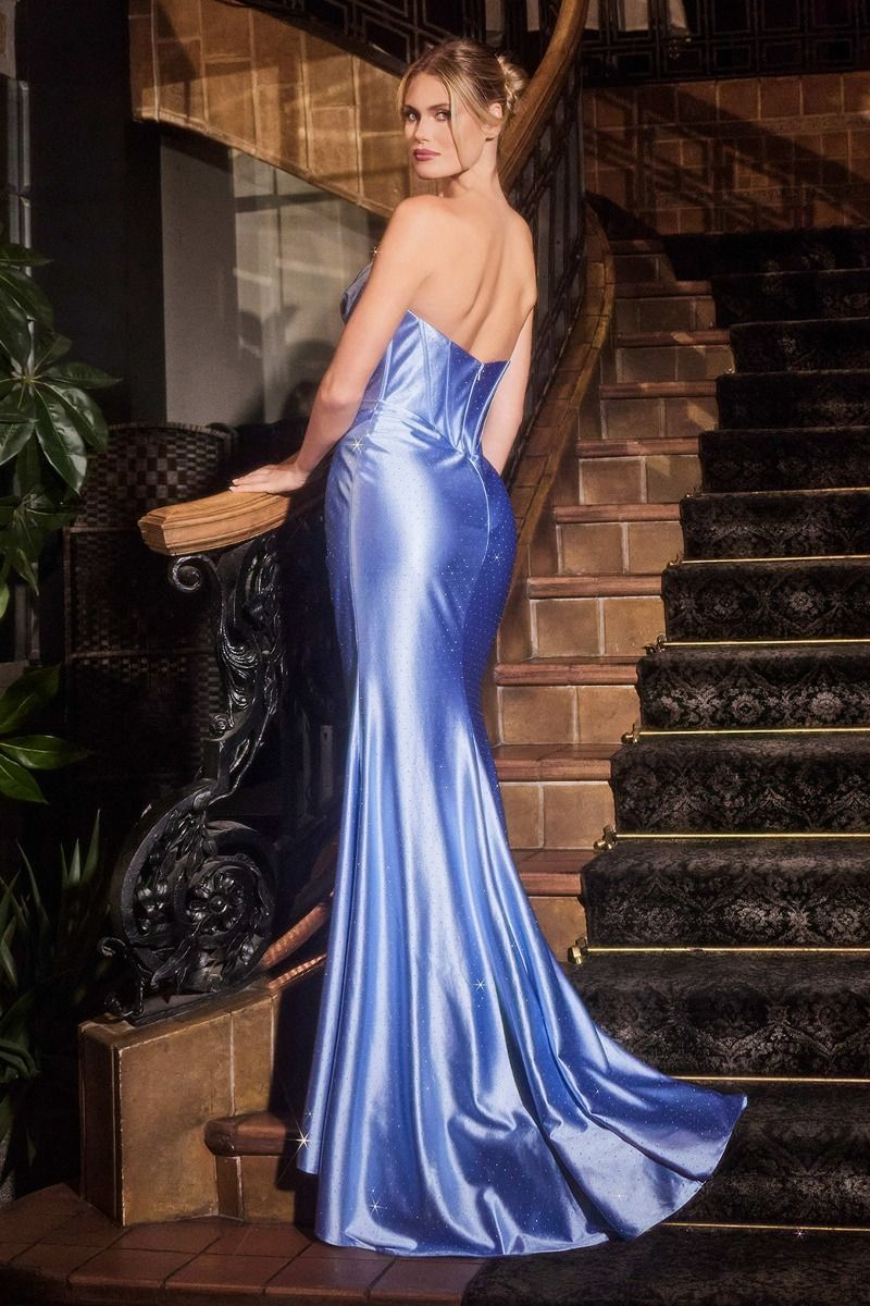 crystal satin dress Jovani 40452 Crystal Corset Satin Dress Formal Prom Pageant 16 / Light Blue