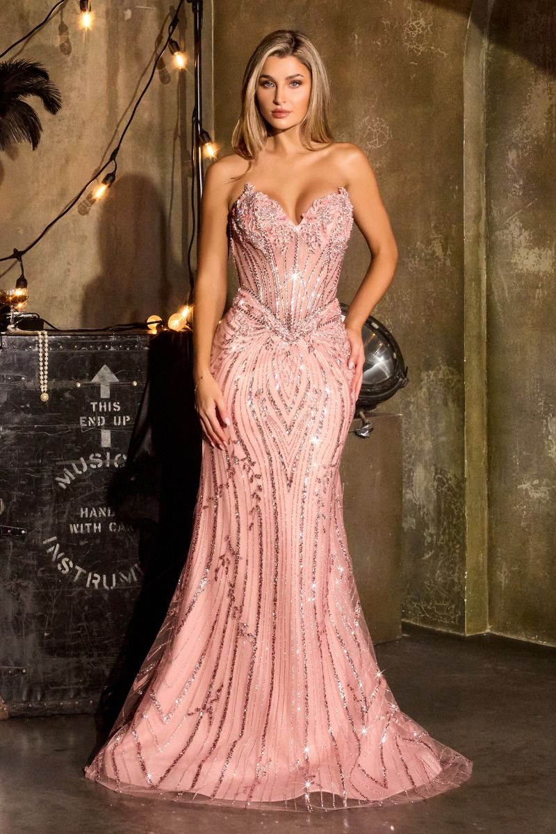 STRAPLESS FULLY HAND BEADED TULLE OVERLAY MERMAID GOWN BY LADIVINE CDS557 Bridal Hive STRAPLESS FULLY HAND BEADED TULLE OVERLAY MERMAID GOWN BY LADIVINE CDS557 Bridal Hive