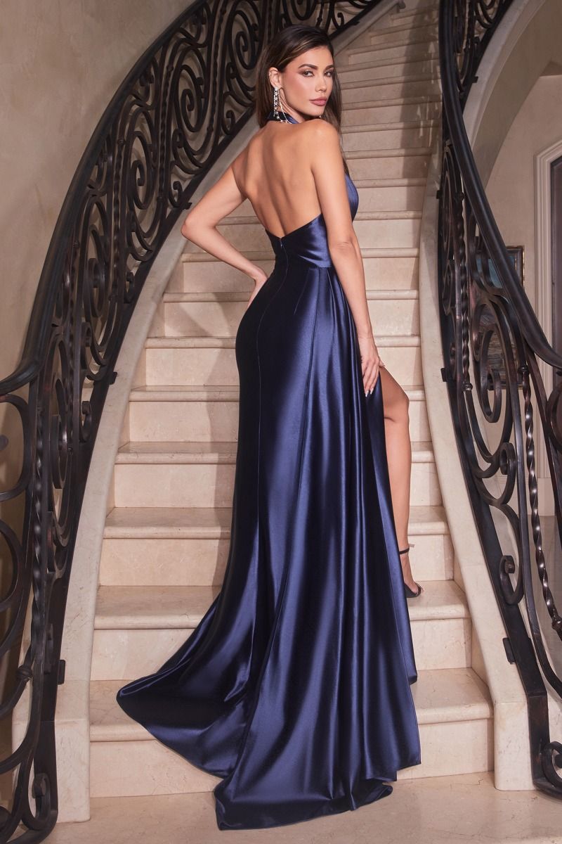 Ladivine CH079C Halter Top Satin with Side Sash Dusty Blue / 5XL Ladivine CH079C Halter Top Satin with Side Sash Dusty Blue / 5XL