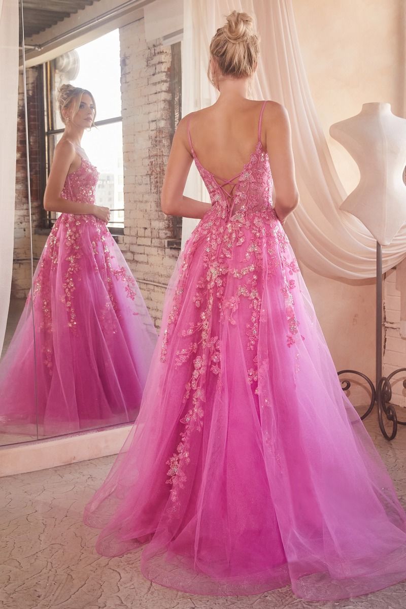 FLORAL APPLIQUE SHEER CORSET TULLE GOWN BY LADIVINE CM347 Bridal Hive FLORAL APPLIQUE SHEER CORSET TULLE GOWN BY LADIVINE CM347 Bridal Hive