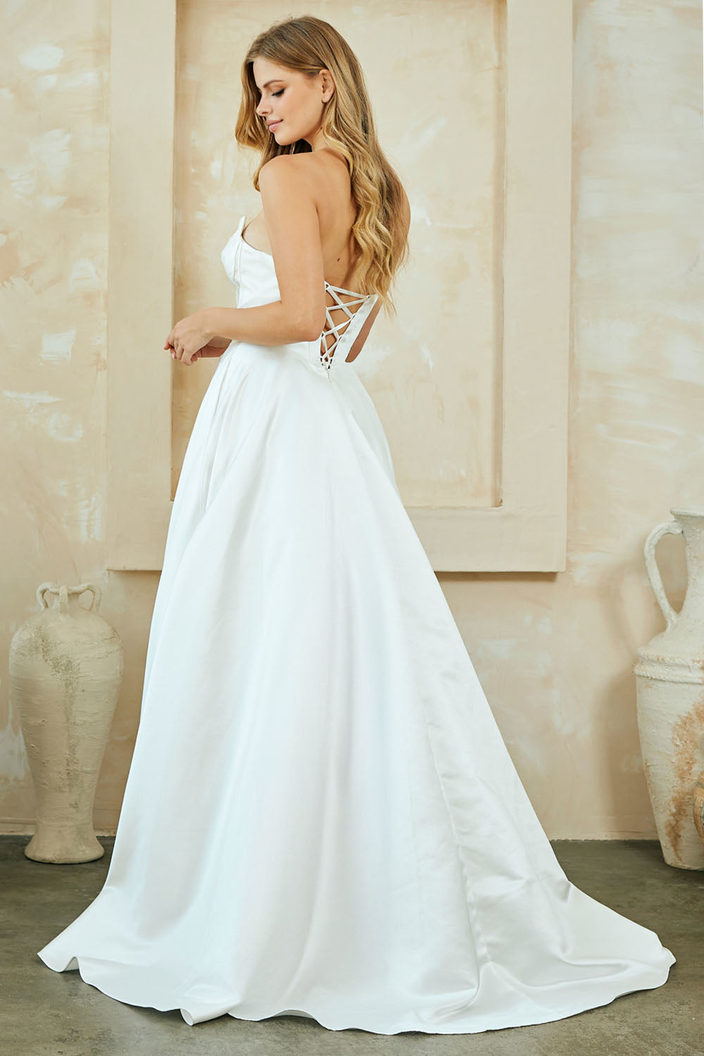 STRAPLESS A-LINE SATIN WEDDING GOWN BY AMELIA COUTURE STYLE 5080 Bridal Hive STRAPLESS A-LINE SATIN WEDDING GOWN BY AMELIA COUTURE STYLE 5080 Bridal Hive