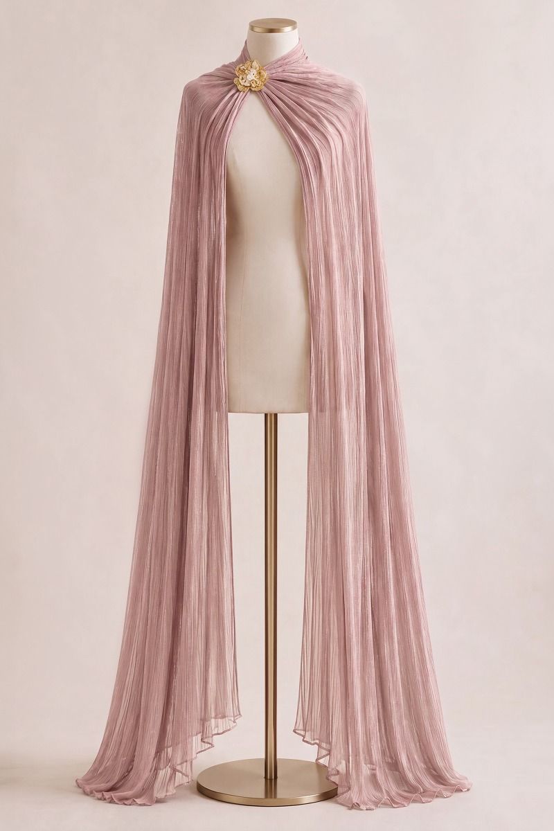 Luminescent Chiffon Scarf & Floral Brooch