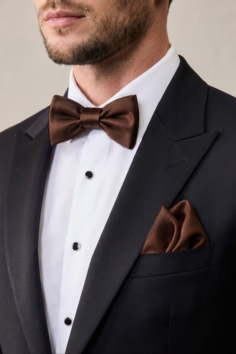 Bow Tie and Pocket Square Satin Set For Men