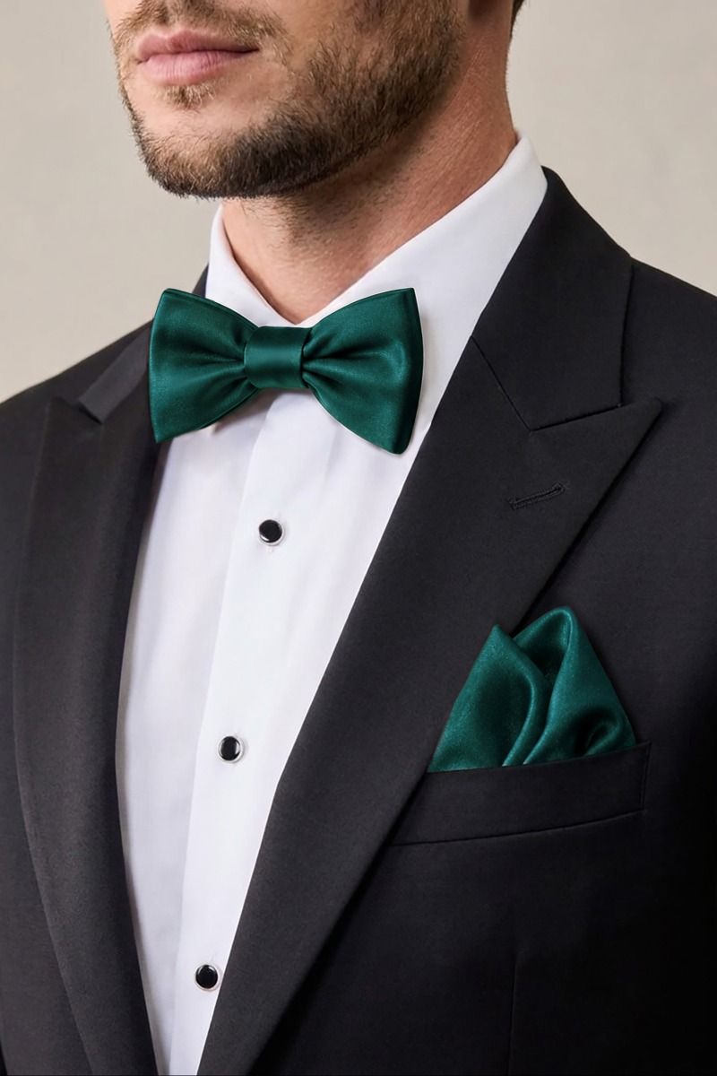 Bow Tie and Pocket Square Satin Set For Men