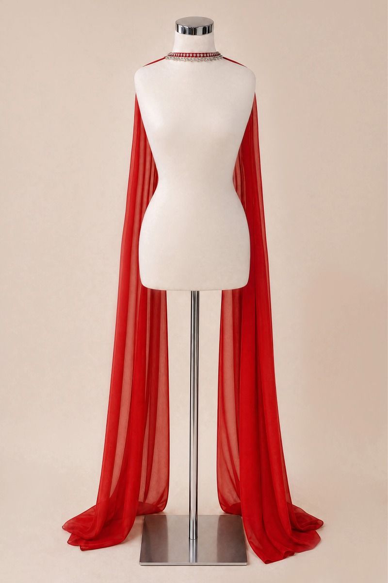 Chiffon Scarf With Crystal Choker