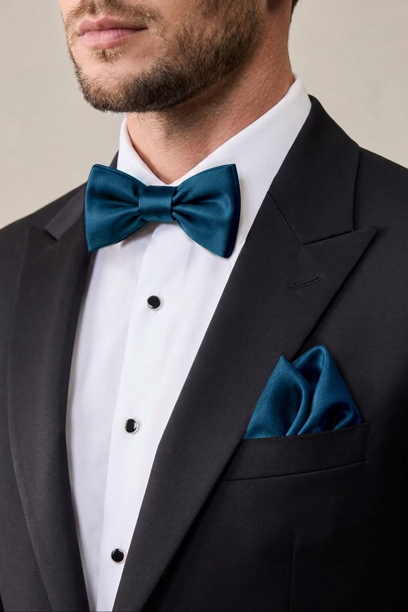 Bow Tie and Pocket Square Satin Set For Men