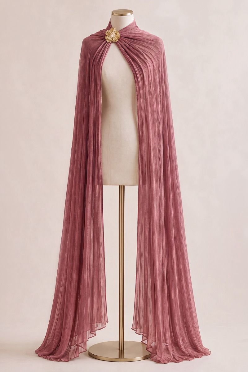 Luminescent Chiffon Scarf & Floral Brooch