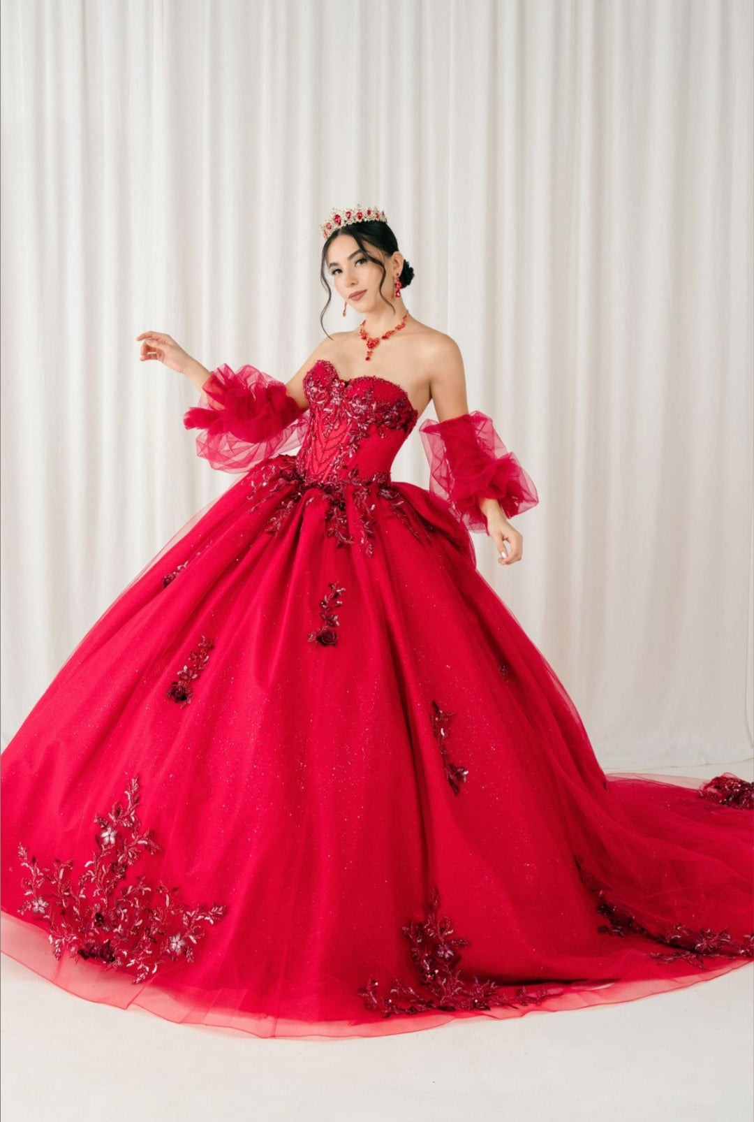 red cinderella dress Laced Ball Gown By Cinderella Divine -15711