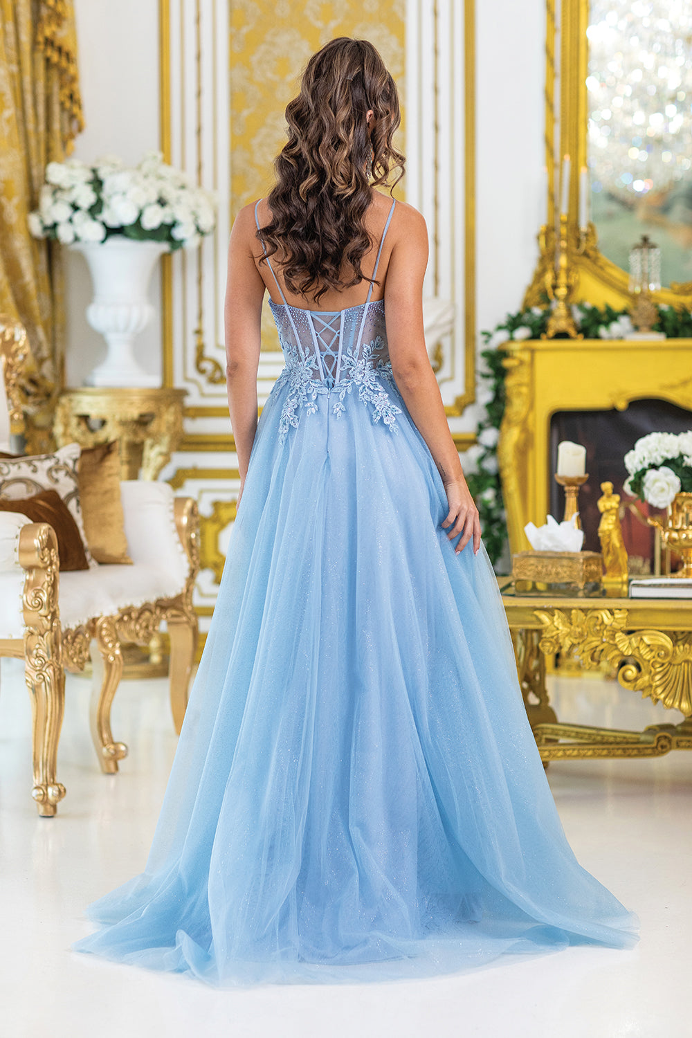 Strapless Prom Dress with Beaded Corset and Sheer Skirt with Side Slit by Dancing Queen 4529 Bridal Hive Strapless Prom Dress with Beaded Corset and Sheer Skirt with Side Slit by Dancing Queen 4529 Bridal Hive