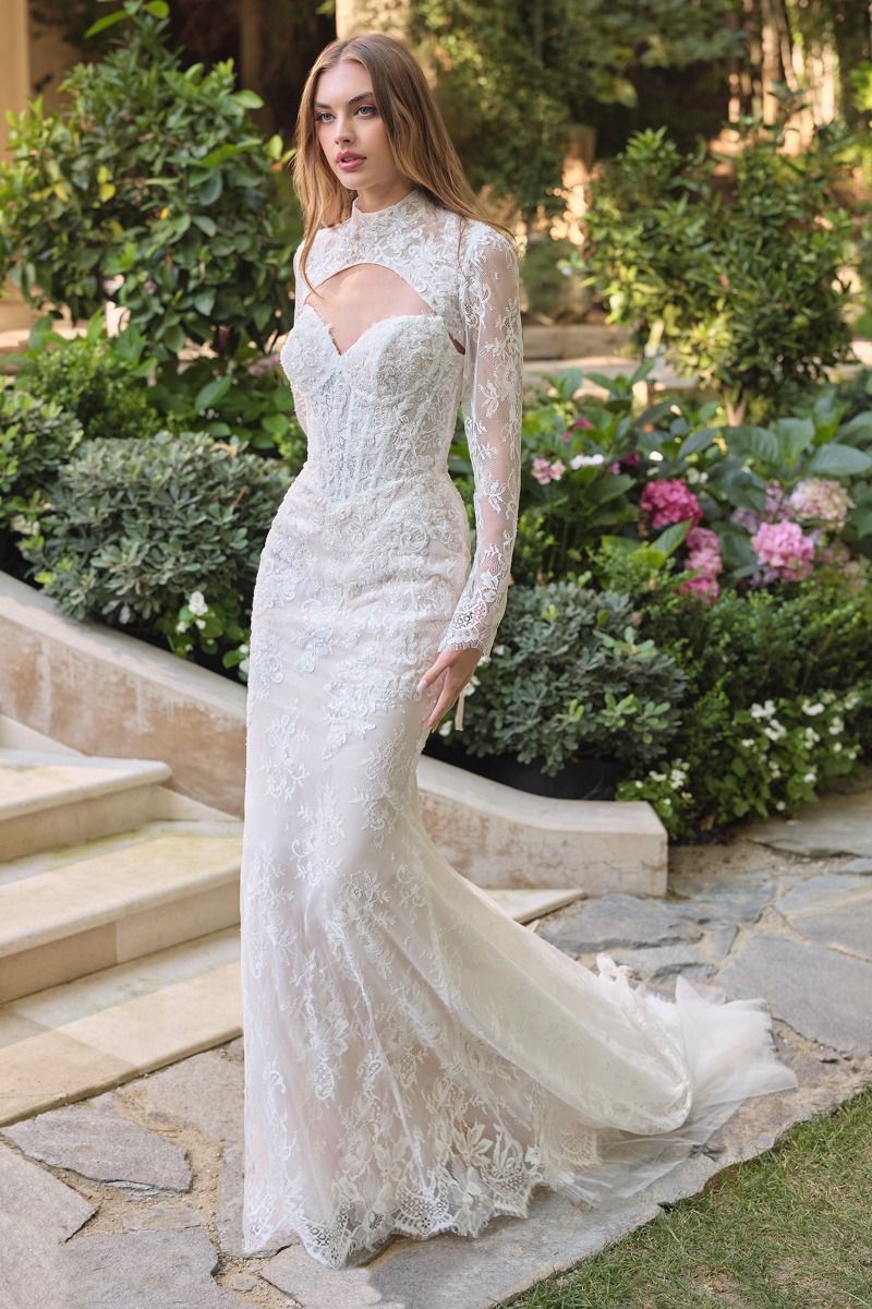 STRAPLESS MERMAID BEADED LACE BRIDAL GOWN WITH REMOVABLE BOLERO BY ANDREA & LEO COUTURE WL071 Bridal Hive STRAPLESS MERMAID BEADED LACE BRIDAL GOWN WITH REMOVABLE BOLERO BY ANDREA & LEO COUTURE WL071 Bridal Hive