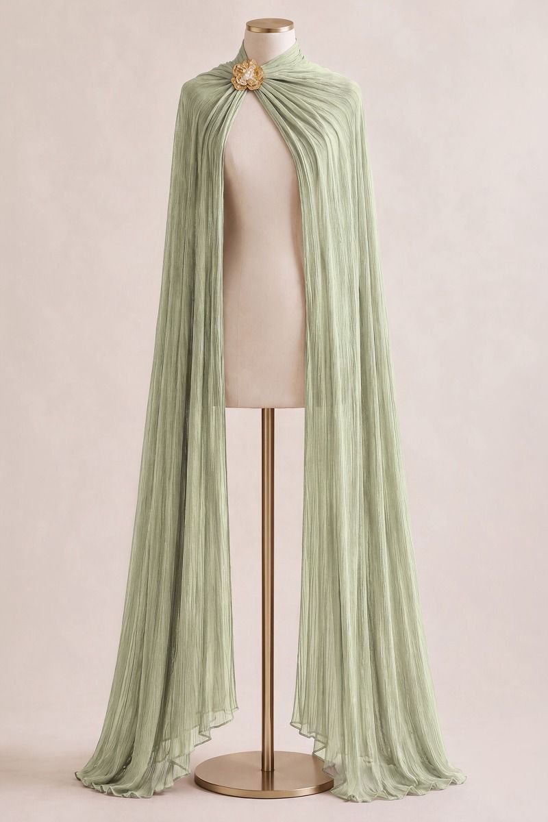 Luminescent Chiffon Scarf & Floral Brooch