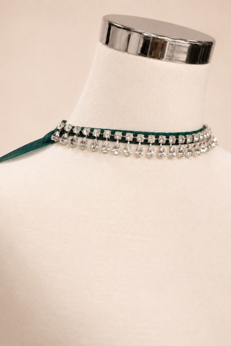 Chiffon Scarf With Crystal Choker