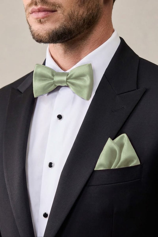 Bow Tie and Pocket Square Satin Set For Men