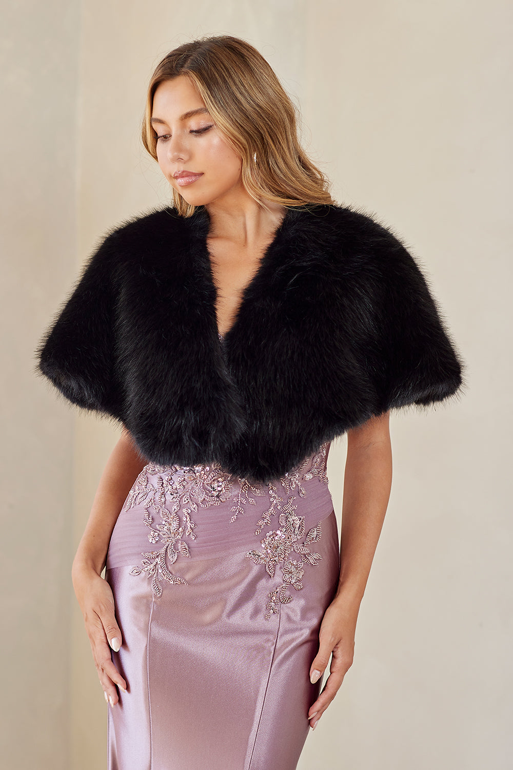 Wrap-Over Faux Fur Caplet