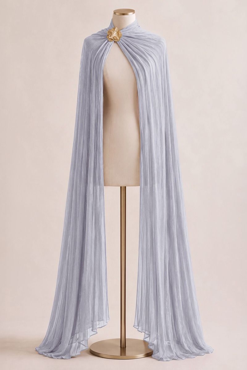 Luminescent Chiffon Scarf & Floral Brooch