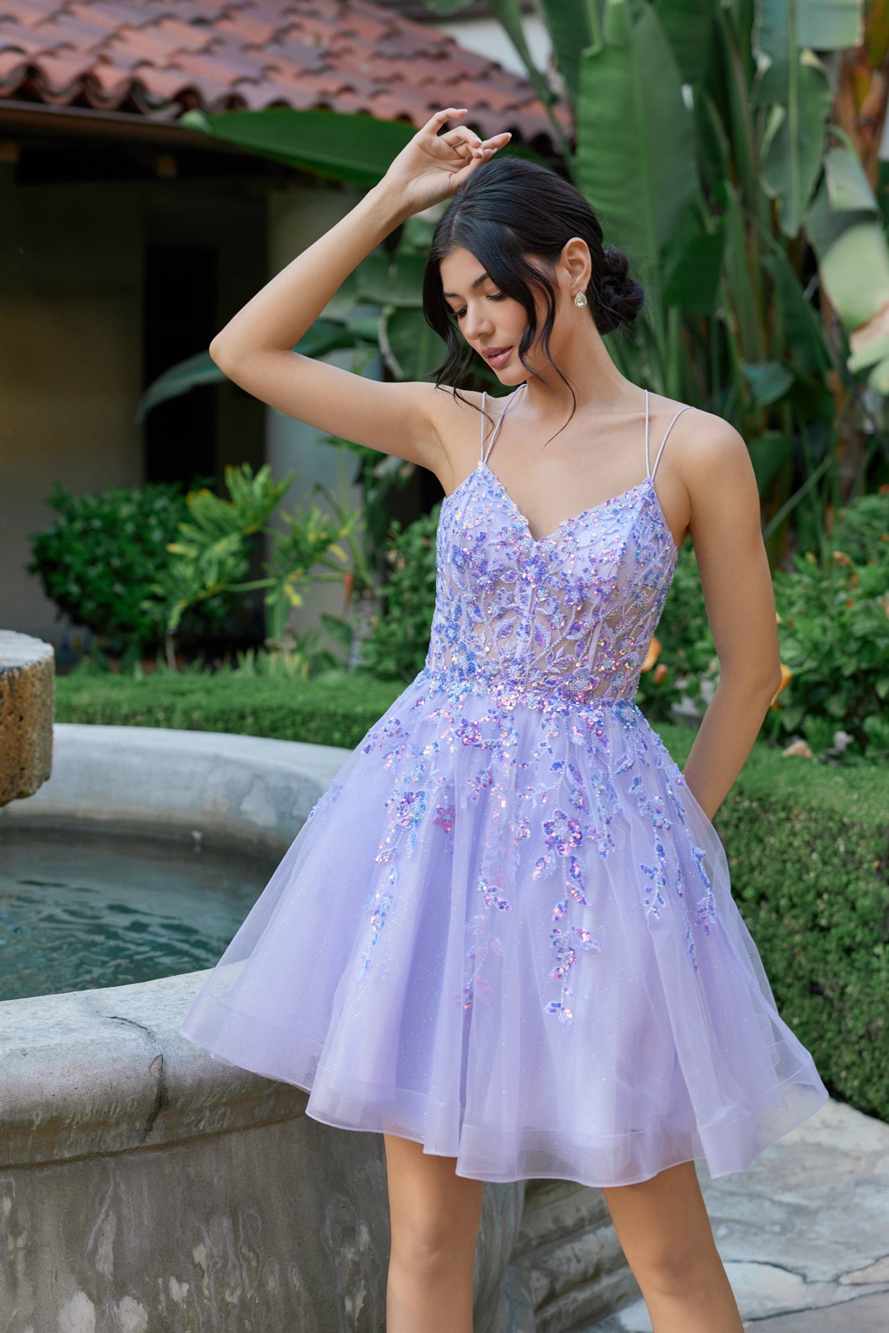 Juliet JT988N - Sequin corset bodice short tulle skirt dress