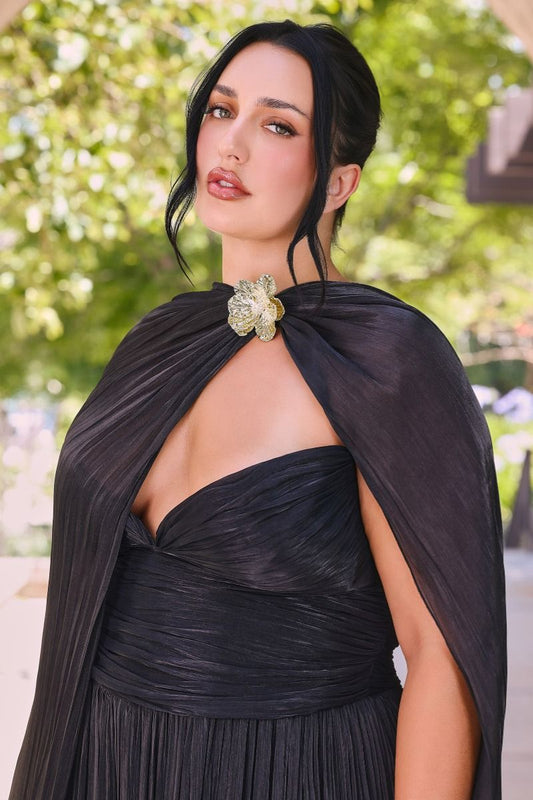 Luminescent Chiffon Scarf & Floral Brooch