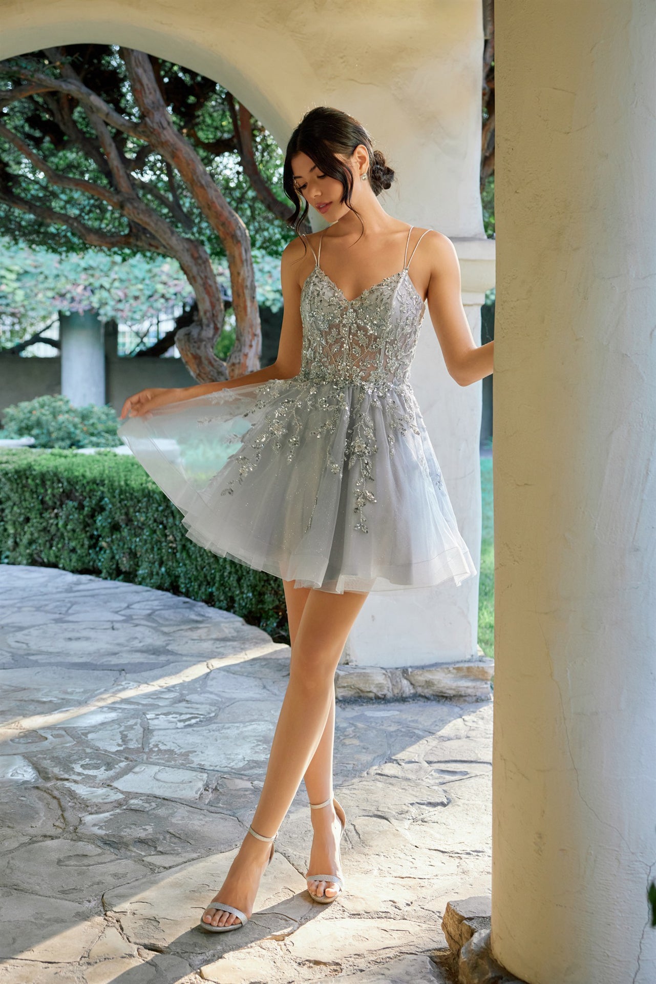 Juliet JT988N - Sequin corset bodice short tulle skirt dress
