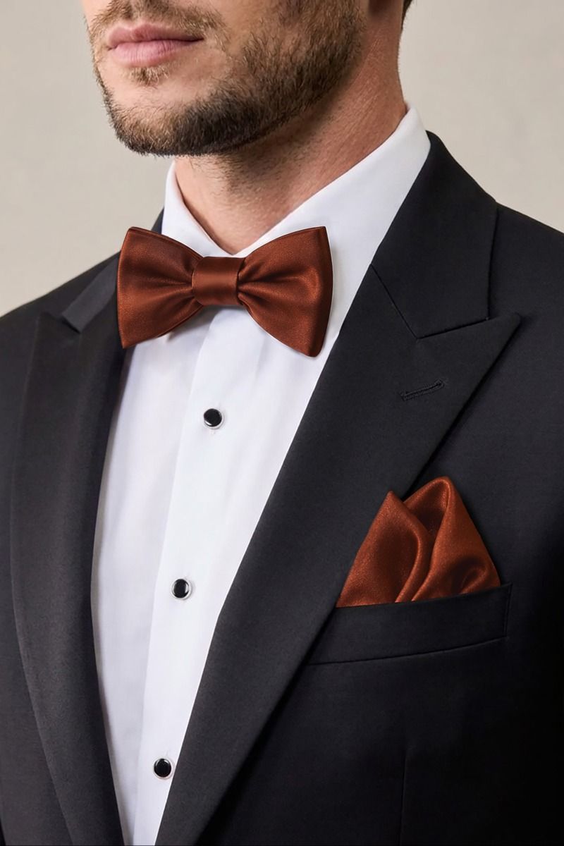 Bow Tie and Pocket Square Satin Set For Men