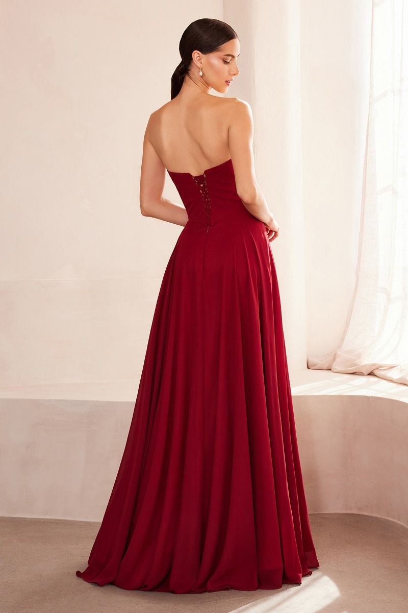 Ladivine T703 - Strapless A-Line Chiffon Dress