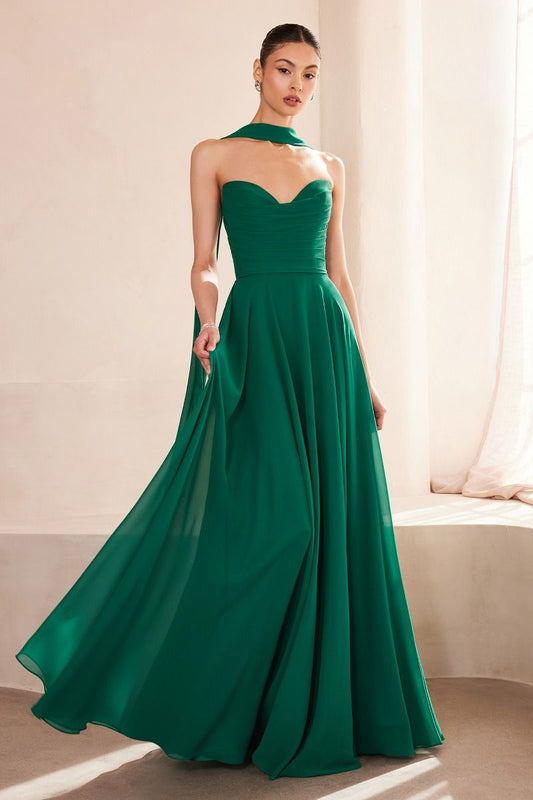 Ladivine T703 - Strapless A-Line Chiffon Dress