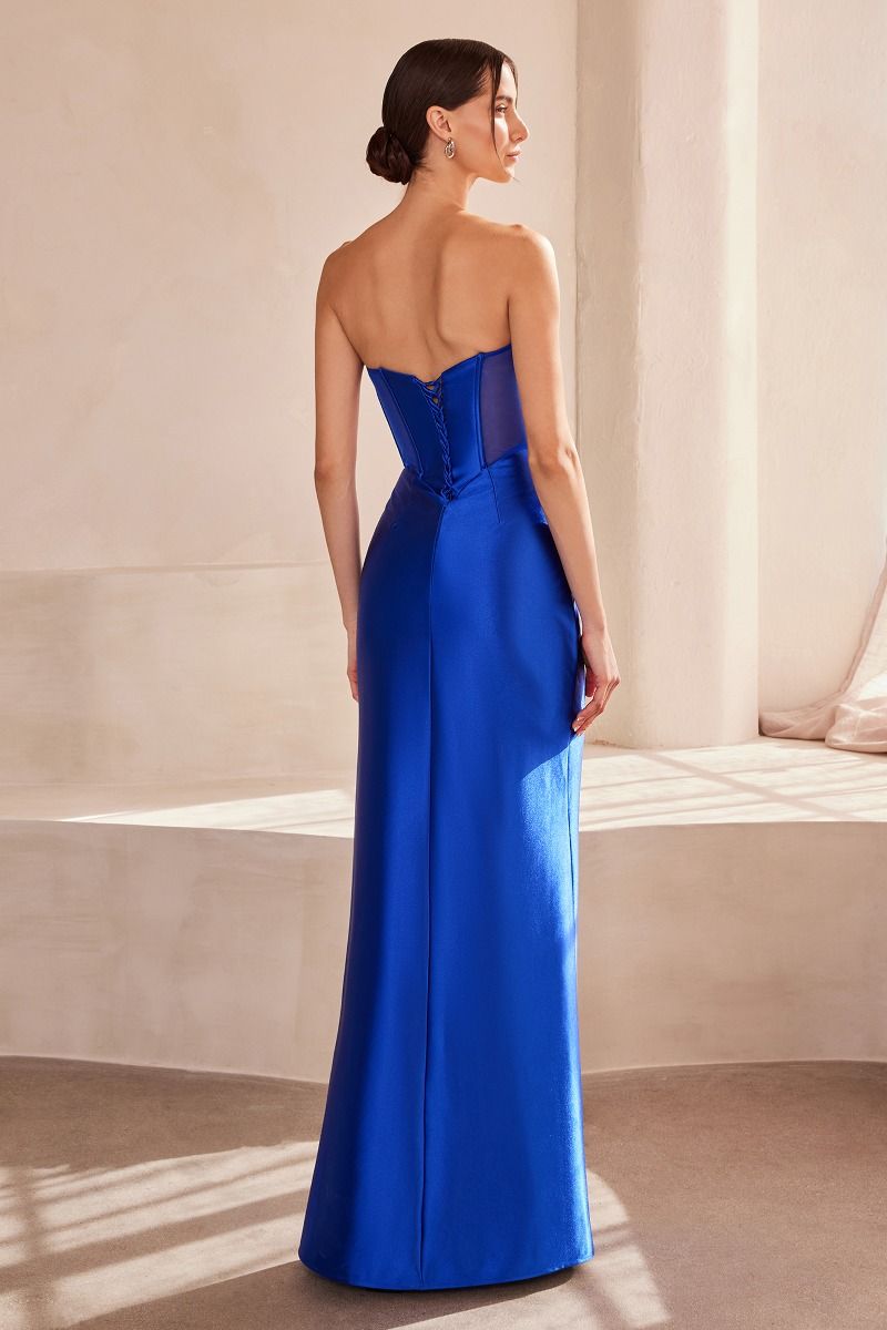 Ladivine T708 - Strapless Fitted Satin Dress