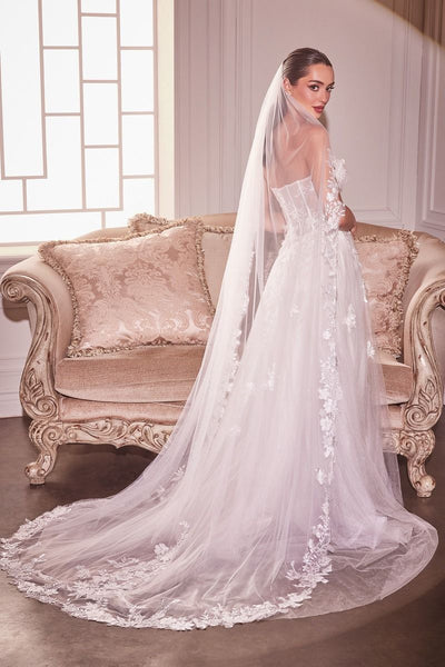 Beaded Floral Edge Chapel Veil BY LADIVINE V005 – Bridal Hive