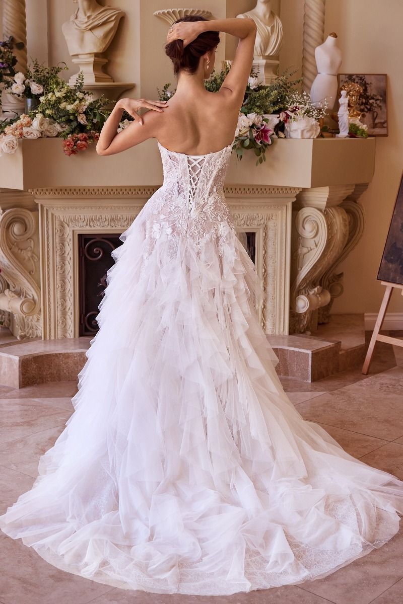 WL016 - Strapless Drop Waist Cascading Wedding Dress - Andrea & Leo | Lady Black Tie Off White / 6 WL016 - Strapless Drop Waist Cascading Wedding Dress - Andrea & Leo | Lady Black Tie Off White / 6