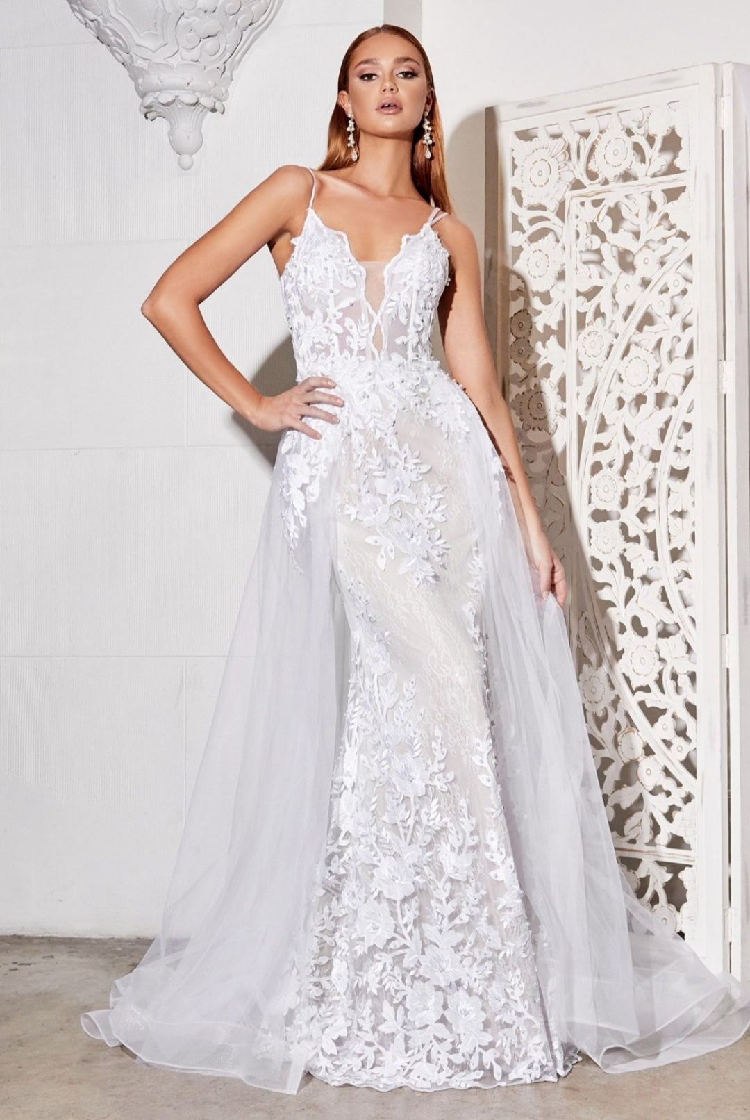 Formal Lace Off White Wedding Gown Sheer Overlay Lace Applique CD931 Bridal Hive Formal Lace Off White Wedding Gown Sheer Overlay Lace Applique CD931 Bridal Hive