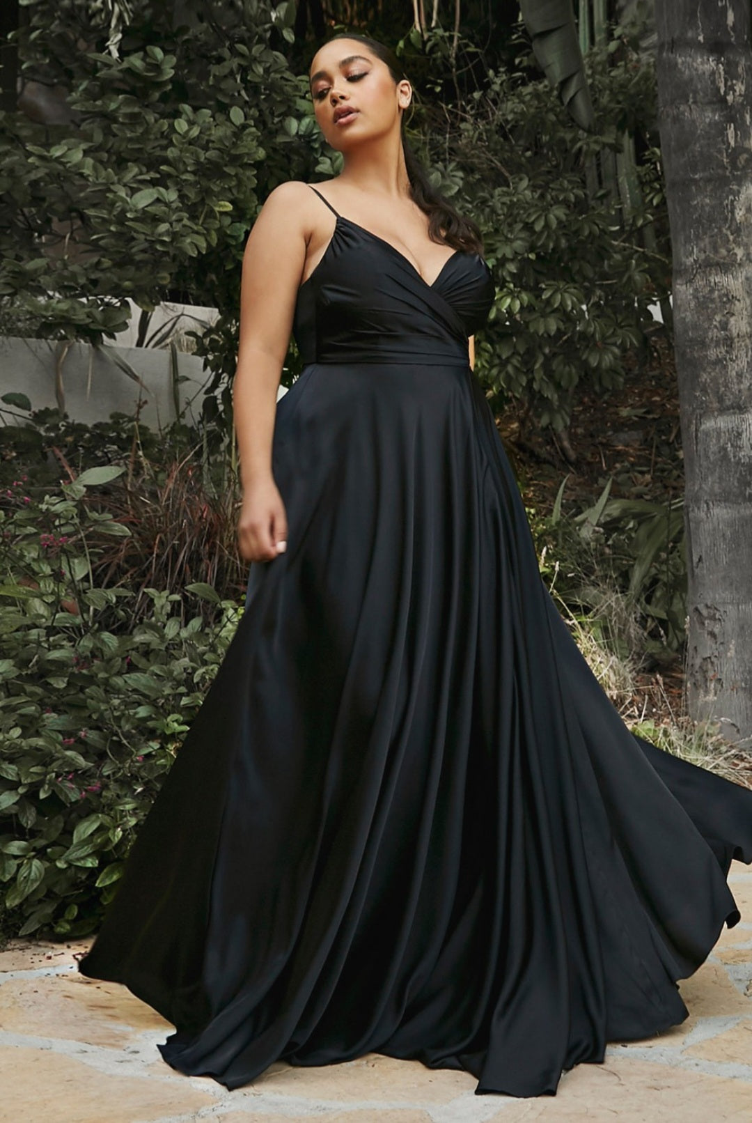 black satin formal dress