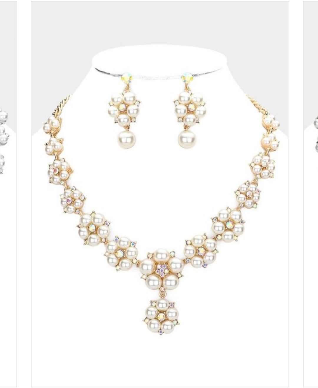 2Pcs Pearl Flower Necklace Set